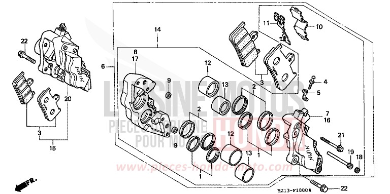 FRONT BRAKE CALIPER for CB1000F "Big One" BLACK (NH1E) from 1994
